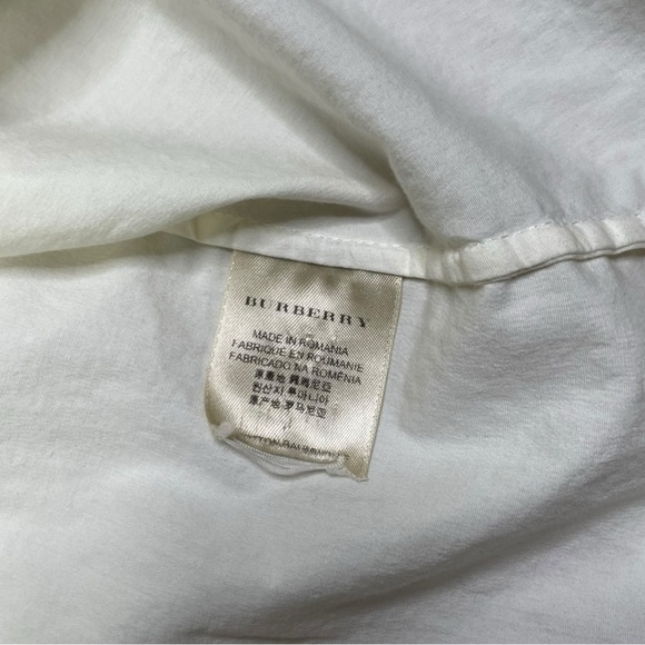 Burberry Brit Women shirt Button Down classic White Cotton Nova check Cuff M - Picture 9 of 13